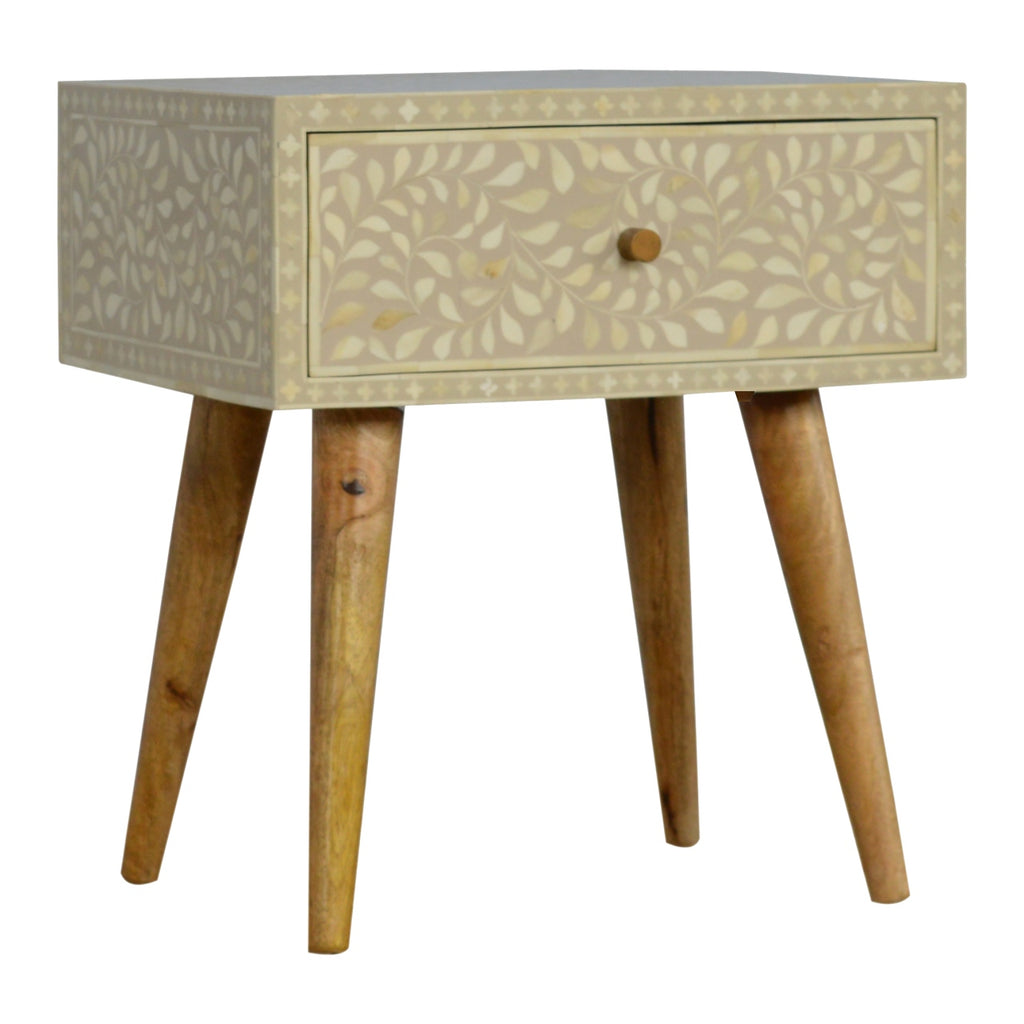 Floral Bone Inlay Bedside