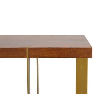 Open Chestnut End Table with 4 Gold Panels