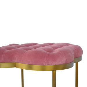 Clover Pink Velvet Footstool