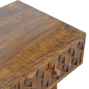 Chestnut Cube Carved Console Table