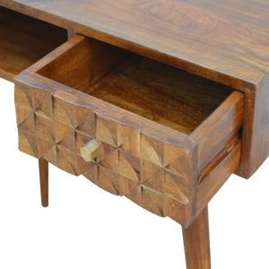 Chestnut Diamond Carved Writing Desk