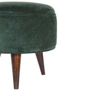 Emerald Green Velvet Nordic Style Footstool