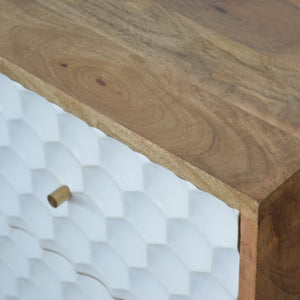 Honeycomb Carved Bedside with 2 Drawers