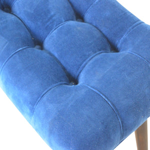 Royal Blue Cotton Velvet Curved Bench