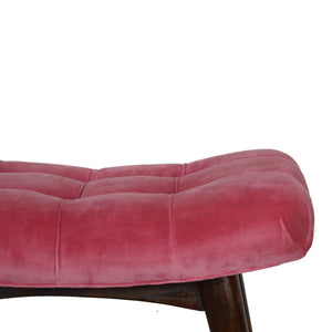 Pink Cotton Velvet Curved Bench