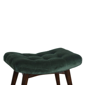 Emerald Cotton Velvet Curved Bench