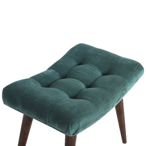 Emerald Cotton Velvet Curved Bench